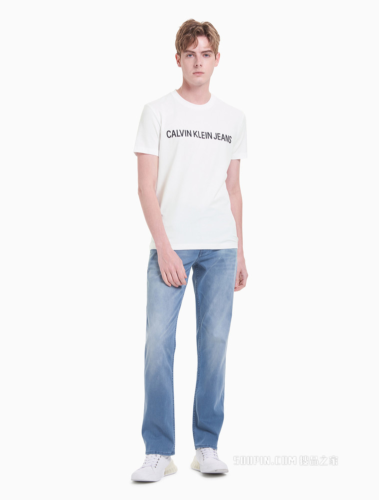 Calvin Klein 男装时尚简约圆领含棉LOGO印花短袖T恤 J318045