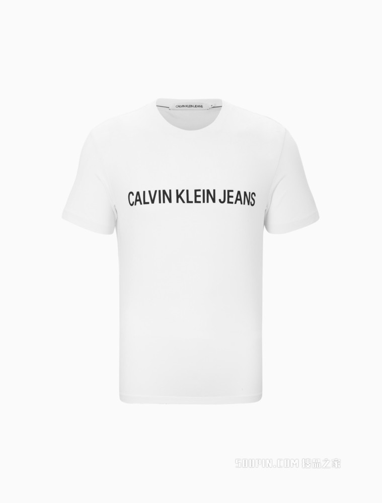 Calvin Klein 男装时尚简约圆领含棉LOGO印花短袖T恤 J318045