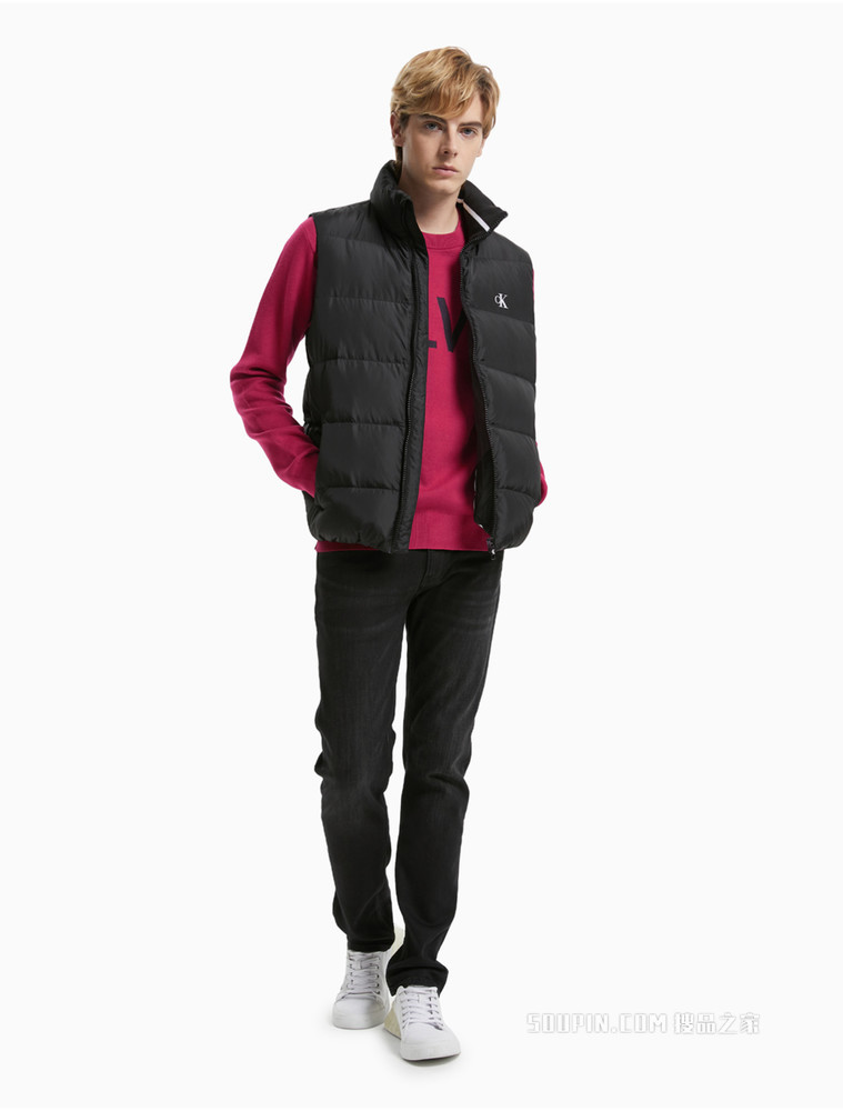 Calvin Klein 男士圆领撞色大LOGO长袖针织衫ZM01831