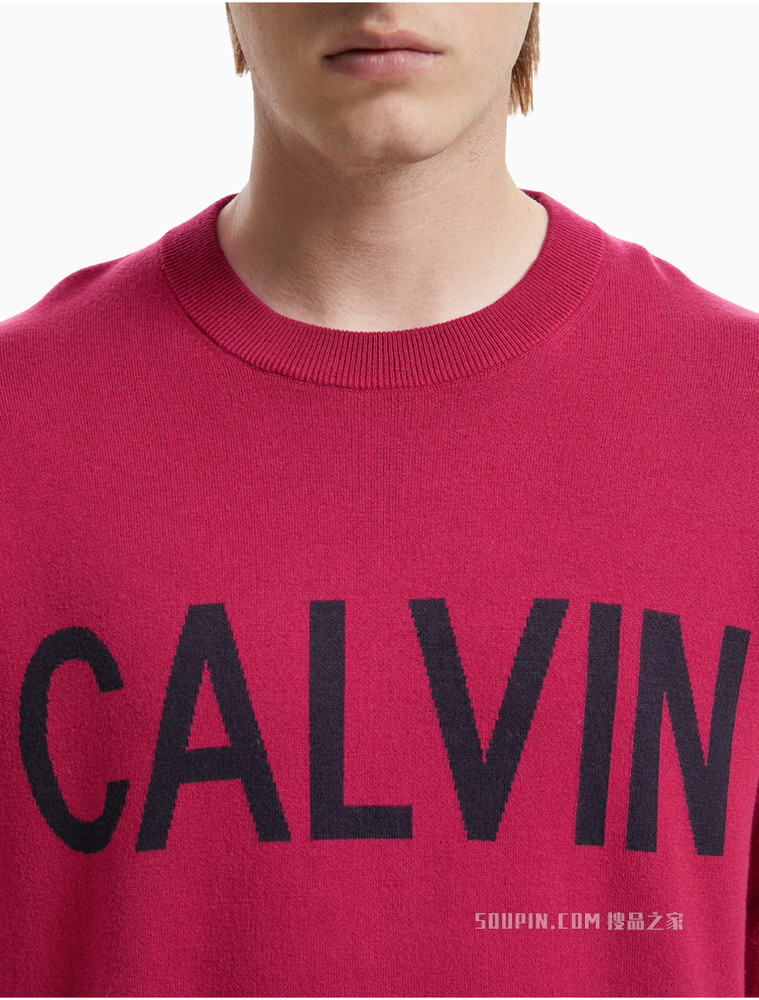 Calvin Klein 男士圆领撞色大LOGO长袖针织衫ZM01831