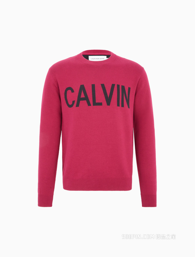 Calvin Klein 男士圆领撞色大LOGO长袖针织衫ZM01831