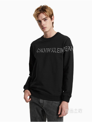 Calvin Klein 男装时尚圆领立体感LOGO印花卫衣J319608