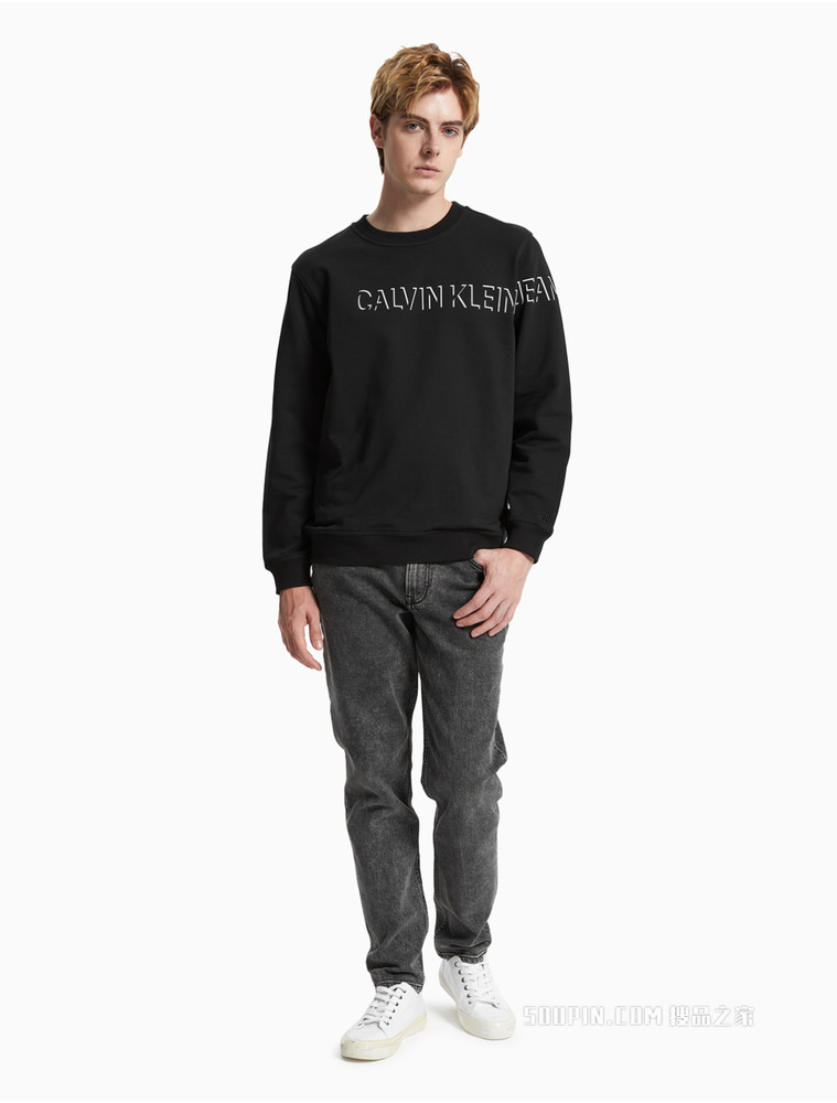 Calvin Klein 男装时尚圆领立体感LOGO印花卫衣J319608
