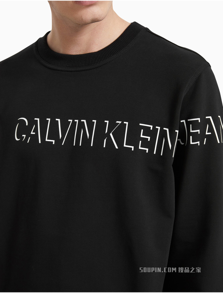 Calvin Klein 男装时尚圆领立体感LOGO印花卫衣J319608