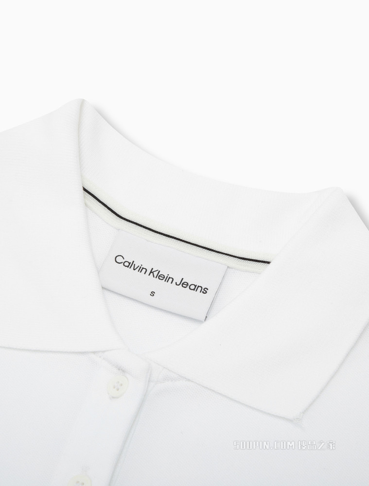 Calvin Klein 女士时尚翻领交叠LOGO刺绣半袖POLO衫J219175