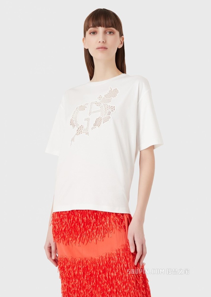 时尚徽标棉质短袖T恤 | Giorgio Armani