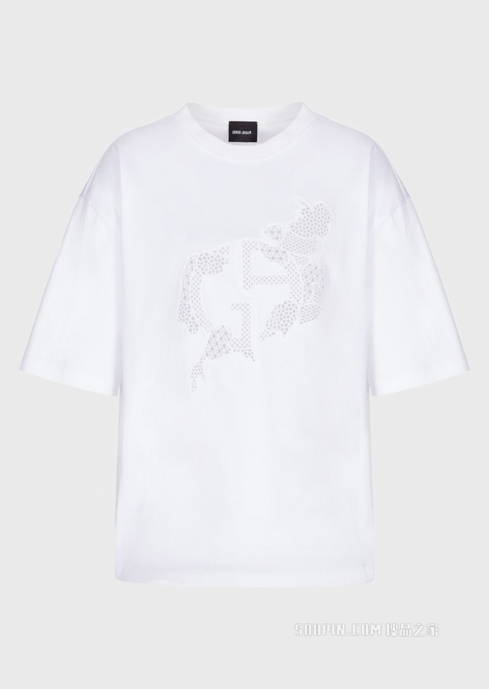 时尚徽标棉质短袖T恤 | Giorgio Armani