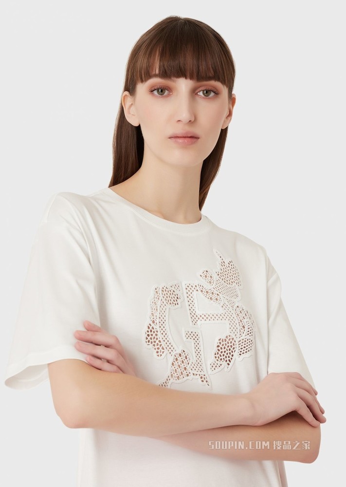 时尚徽标棉质短袖T恤 | Giorgio Armani