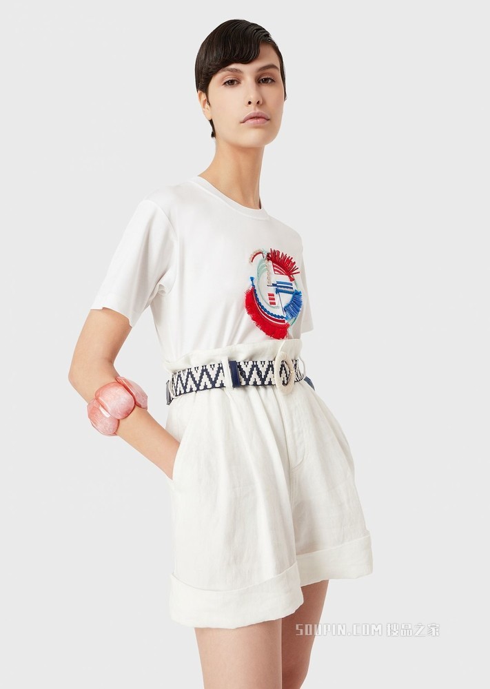 别致徽标棉质短袖T恤 | Giorgio Armani