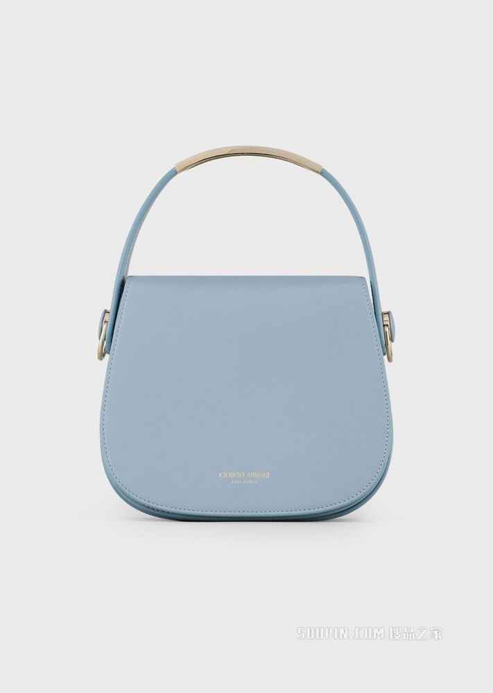 小号经典标识皮革肩背包 | Giorgio Armani