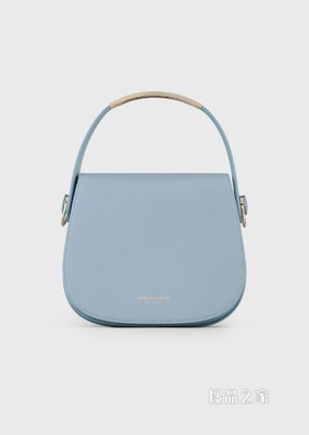 小号经典标识皮革肩背包 | Giorgio Armani