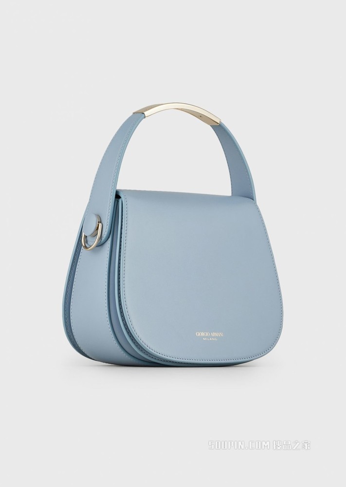 小号经典标识皮革肩背包 | Giorgio Armani