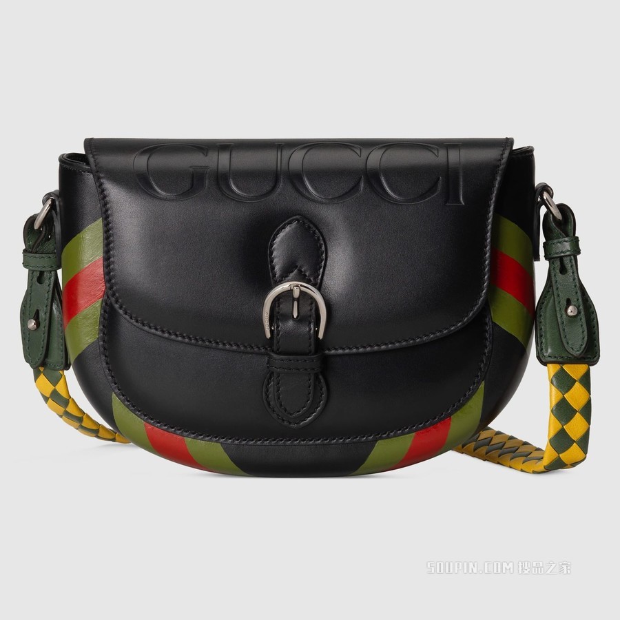 饰标识小号肩背包 黑色皮革