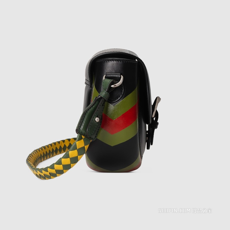 饰标识小号肩背包 黑色皮革