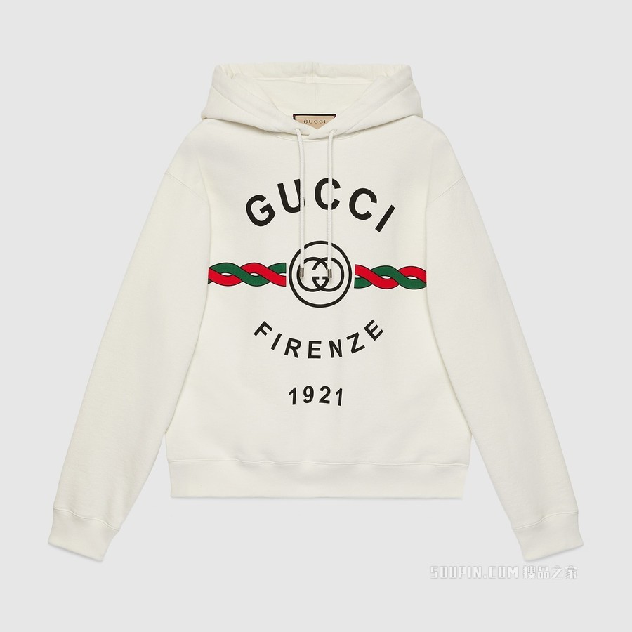 棉质“Gucci Firenze 1921”连帽卫衣 白色