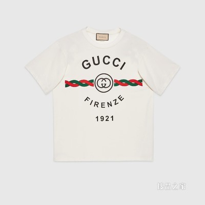 针织棉“Gucci Firenze 1921”T恤 白色