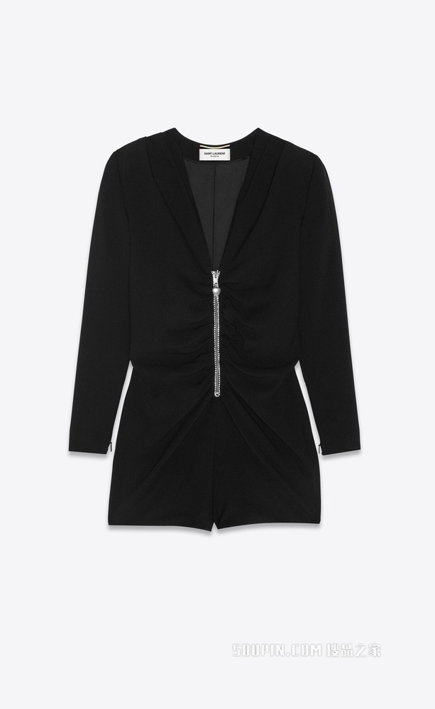 Saint Laurent细沙面料长袖连身衣