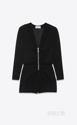 Saint Laurent细沙面料长袖连身衣
