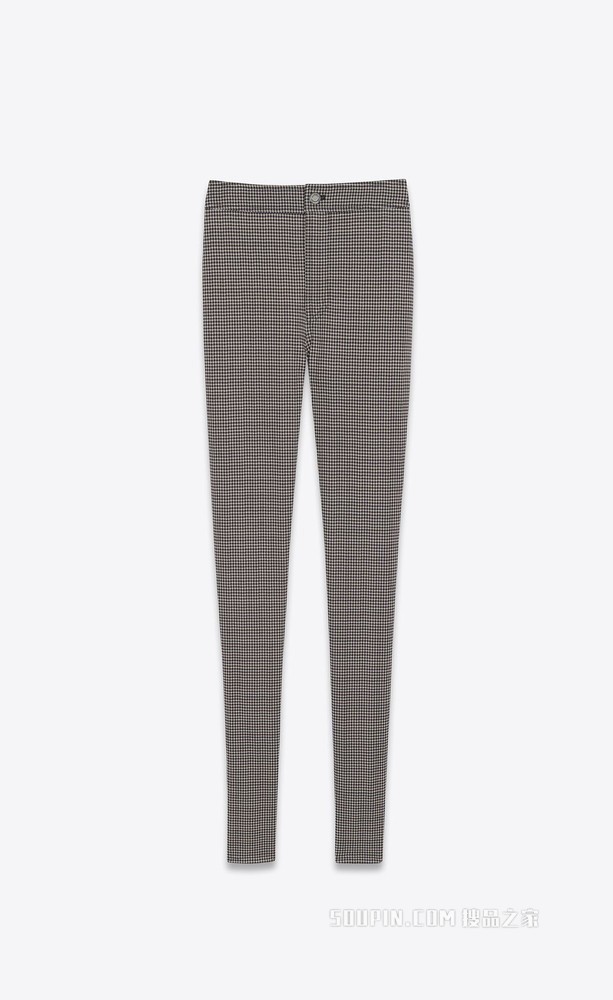 格纹针织修身长裤