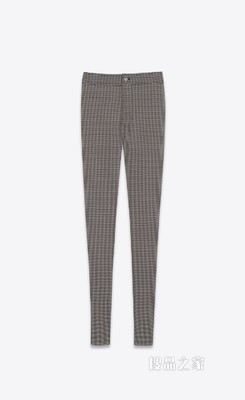 格纹针织修身长裤