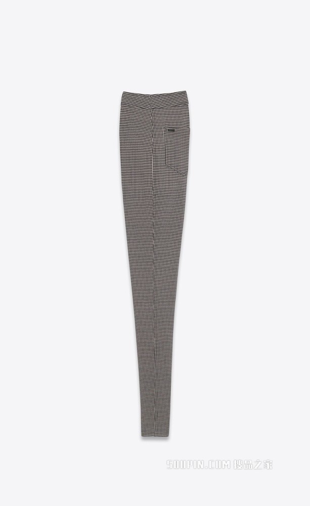 格纹针织修身长裤