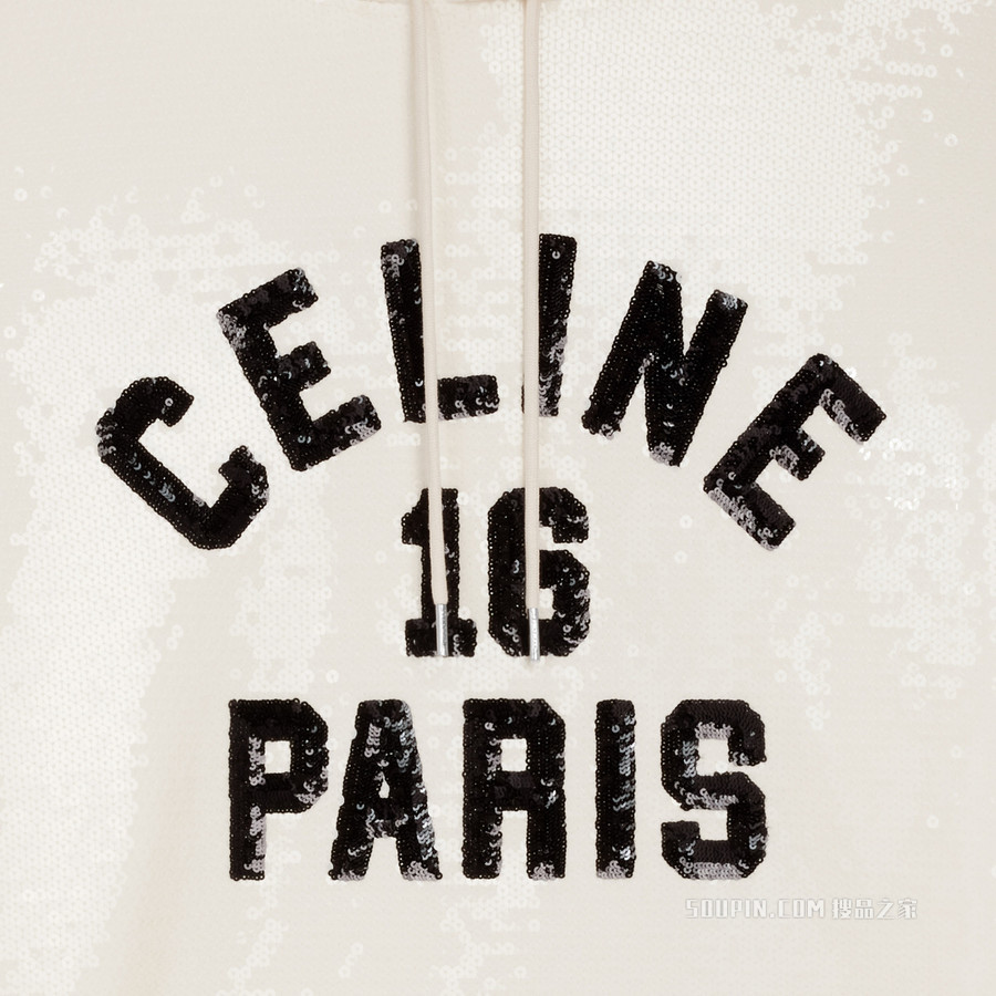 CELINE 16刺绣棉质抓绒连帽衫 23735