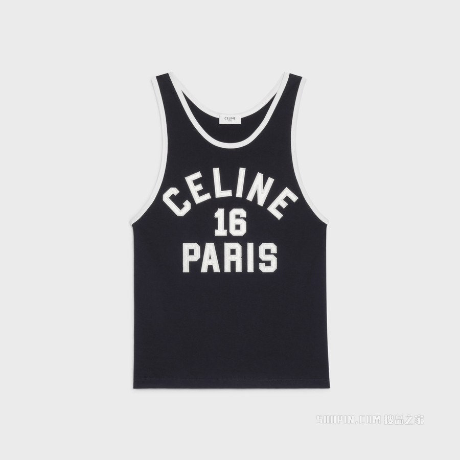 CELINE 16刺绣棉质平纹针织背心上衣 24623