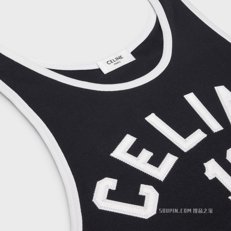 CELINE 16刺绣棉质平纹针织背心上衣 24623