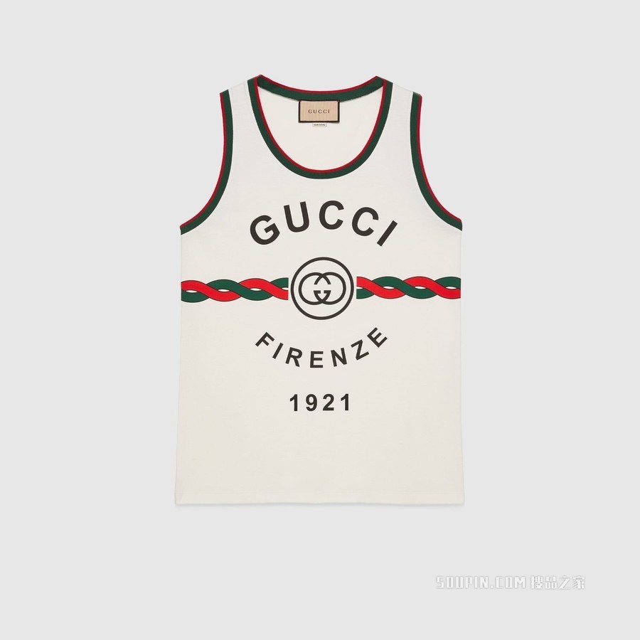 针织棉“Gucci Firenze 1921”背心 白色