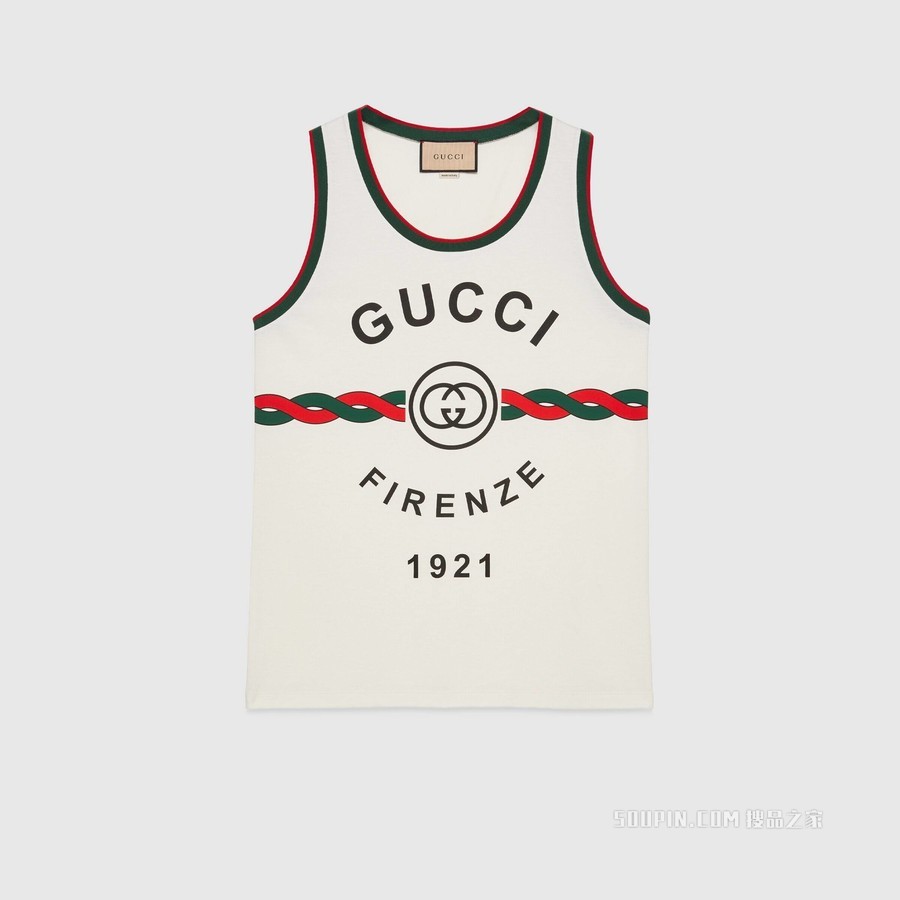针织棉“Gucci Firenze 1921”背心 白色