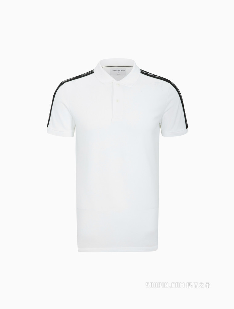 Calvin Klein 男士时尚翻领撞色LOGO织带短袖POLO衫J320598