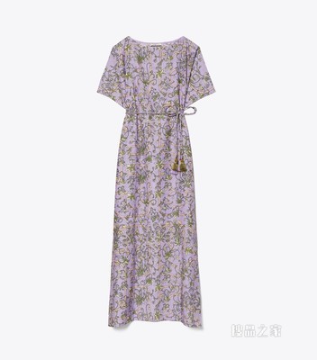 印花长袍 紫色花园印花