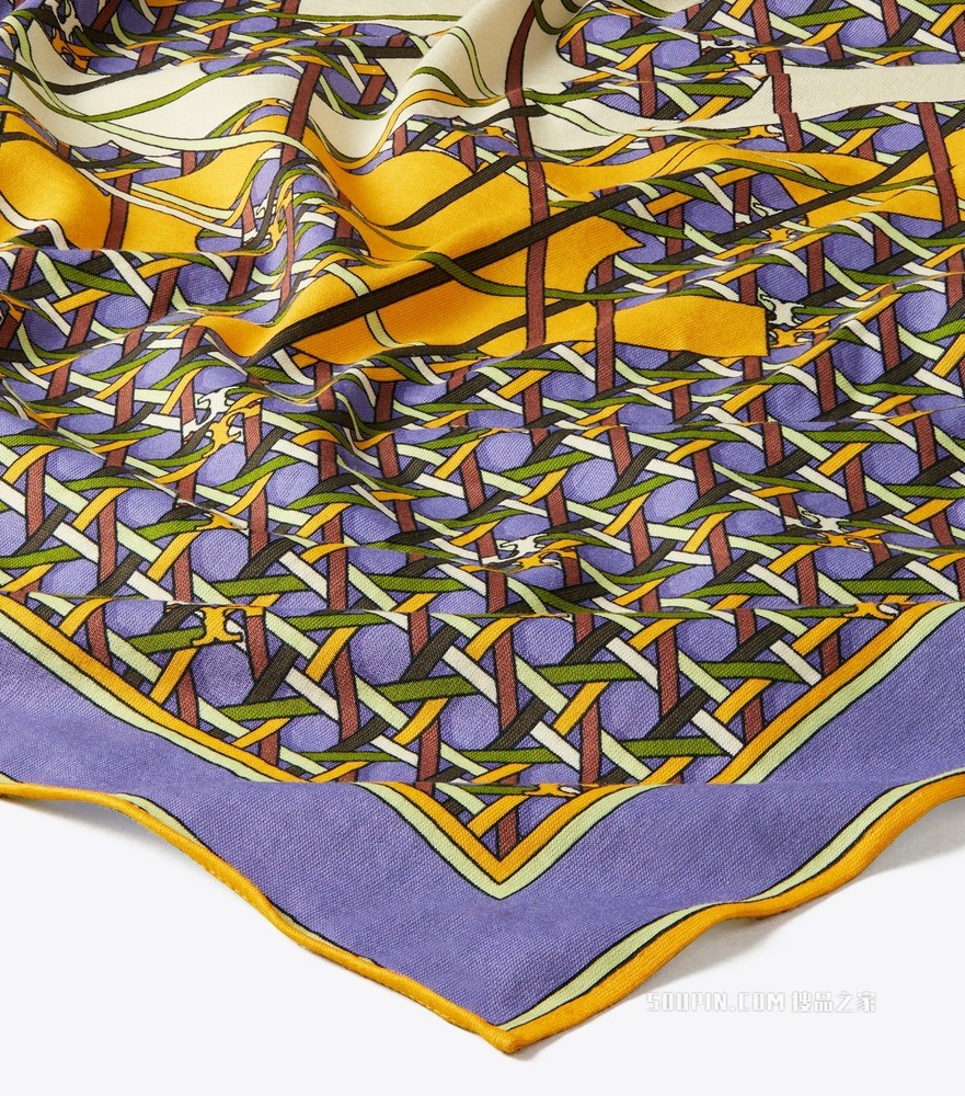 提篮编织 Logo 平织方巾 紫色提篮编织图案
