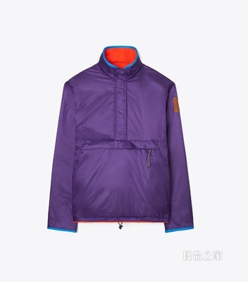 双面尼龙羊毛皮翻领外套 茄紫色/芙蓉红