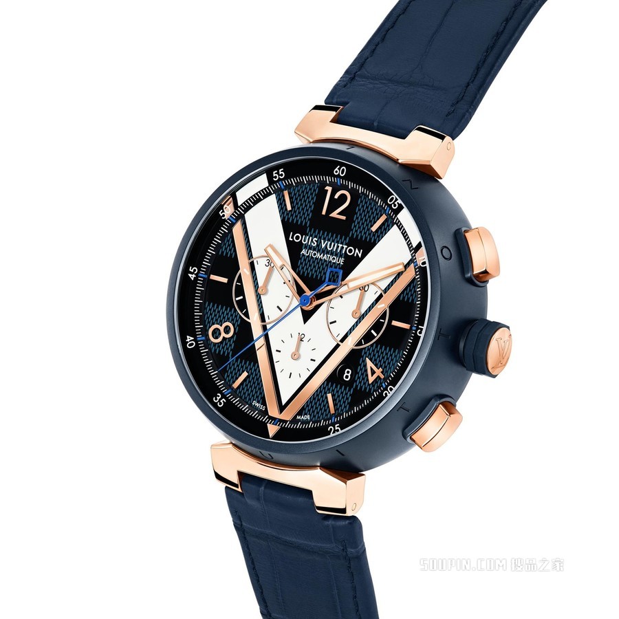 TAMBOUR DAMIER COBALT 计时腕表，46 毫米