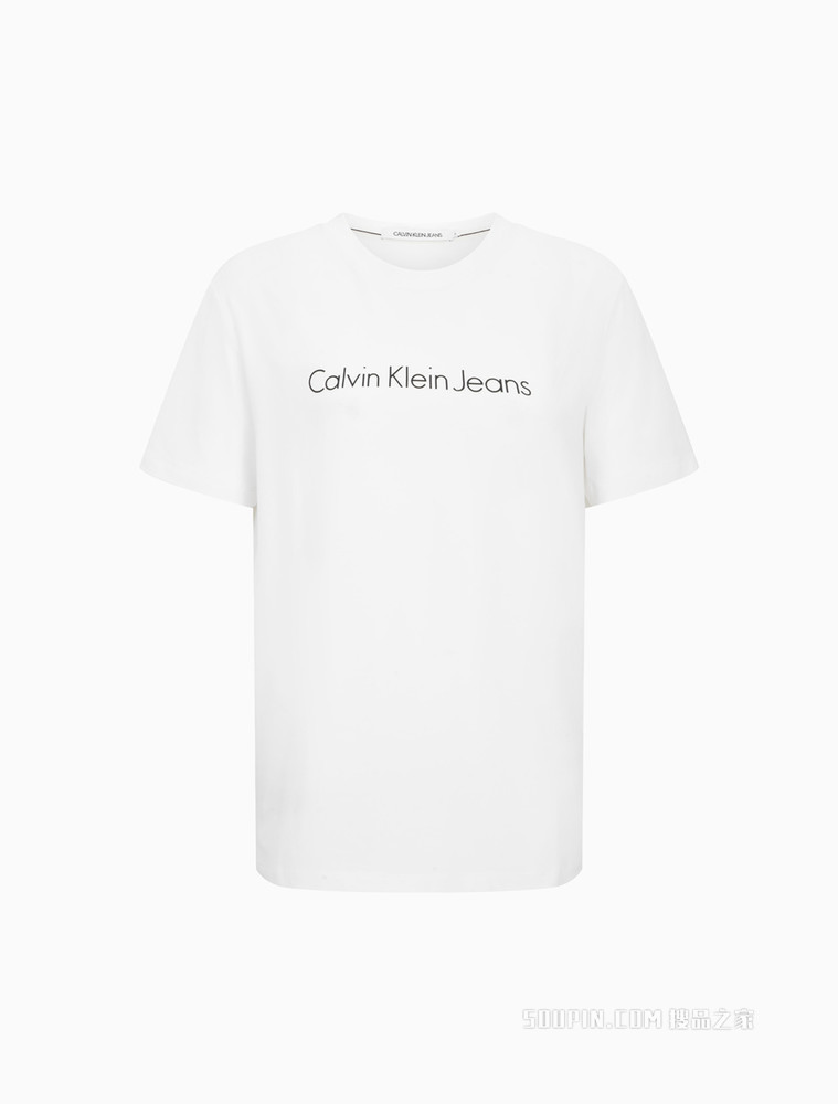 Calvin Klein 女士休闲圆领简约LOGO短袖T恤J219146
