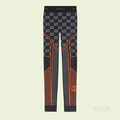 GG针织提花紧身裤 黑色和橙色