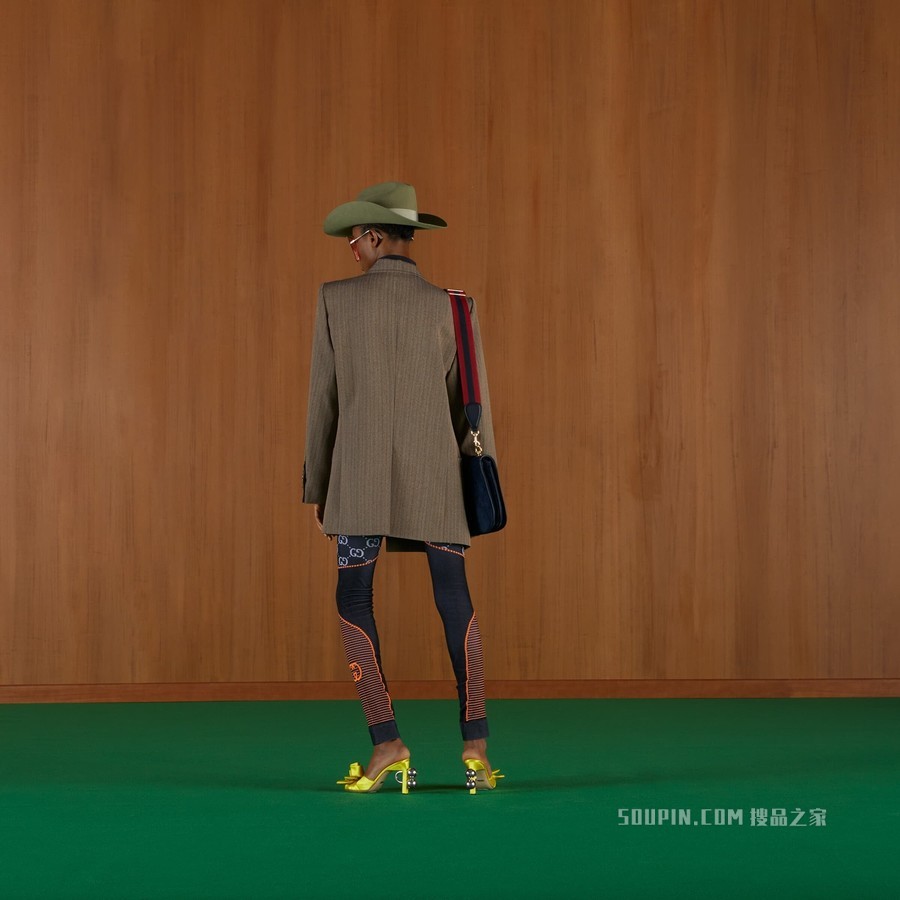 GG针织提花紧身裤 黑色和橙色