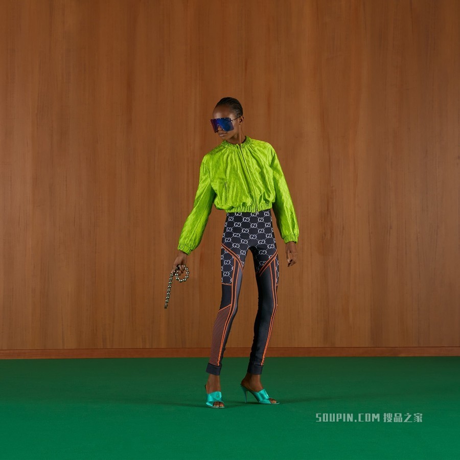 GG针织提花紧身裤 黑色和橙色