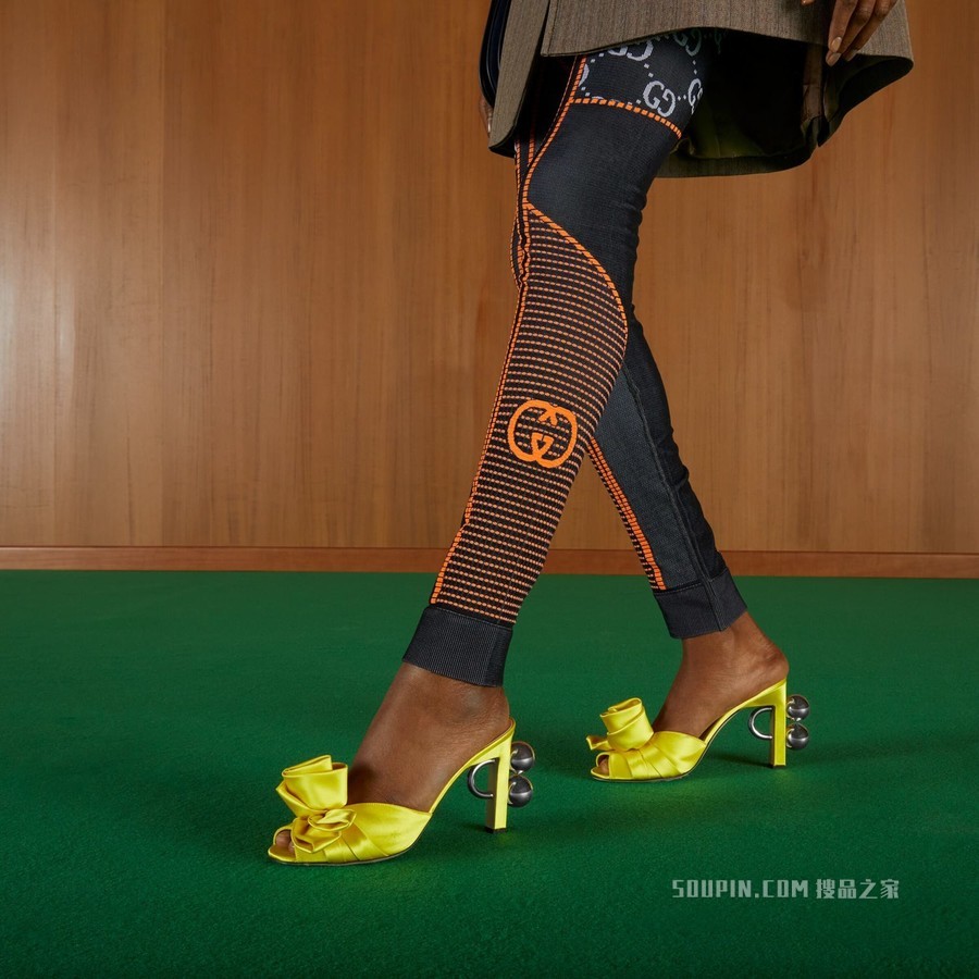 GG针织提花紧身裤 黑色和橙色