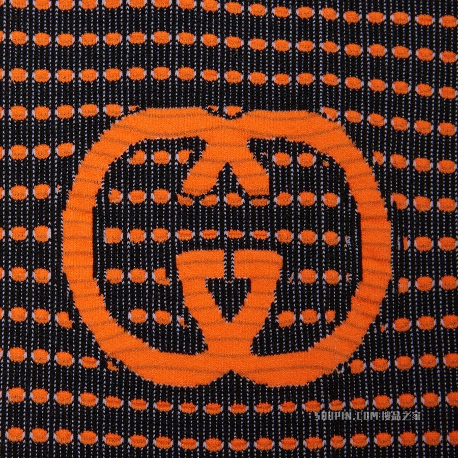 GG针织提花紧身裤 黑色和橙色