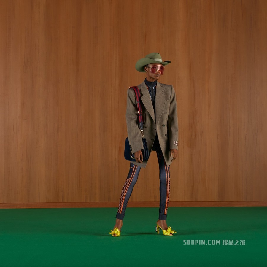 GG针织提花短款上衣 黑色和橙色