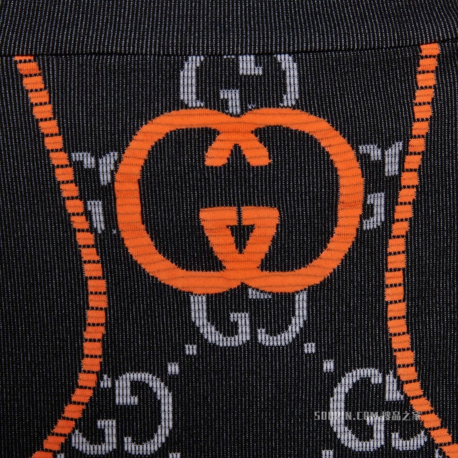 GG针织提花短款上衣 黑色和橙色