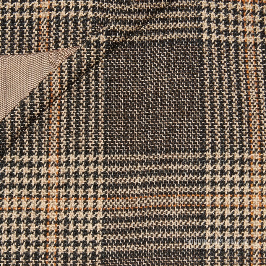 威尔士亲王格纹棉毛混纺大衣 黑色