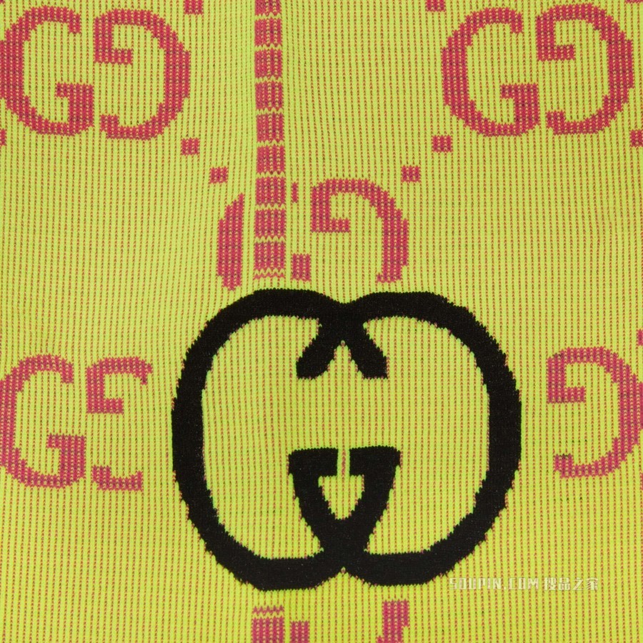 GG针织提花无袖上衣 荧光黄和粉色
