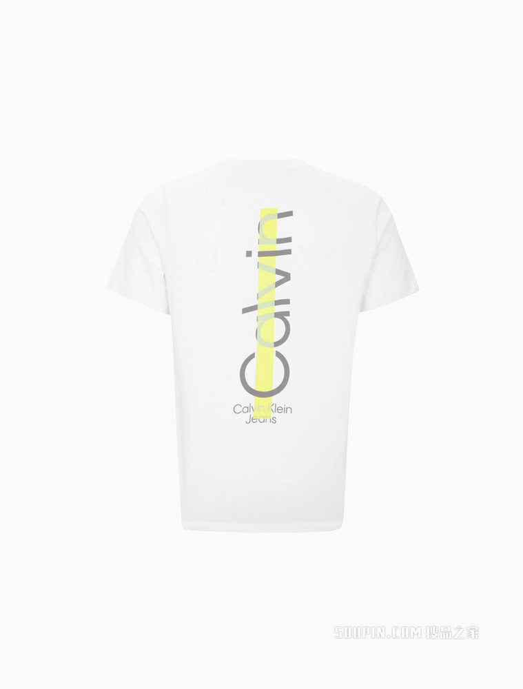 Calvin Klein 男士休闲圆领纯棉简约印花LOGO短袖T恤J320570