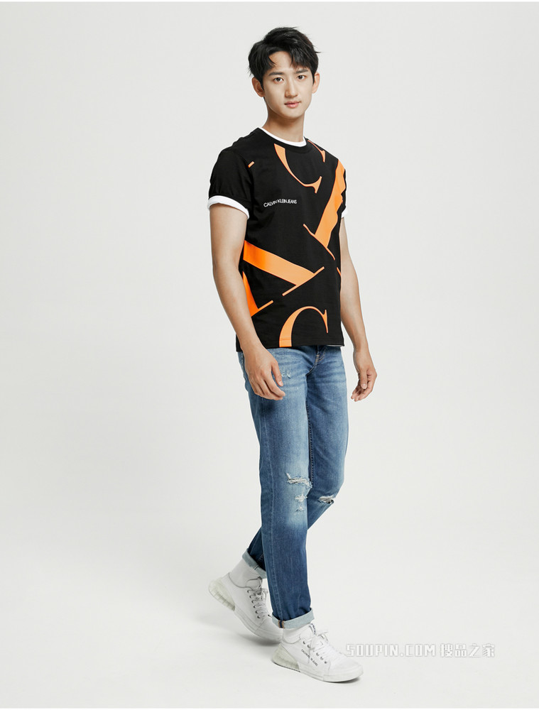 Calvin Klein男装时尚简约醒目LOGO印花纯棉圆领短袖T恤J317893