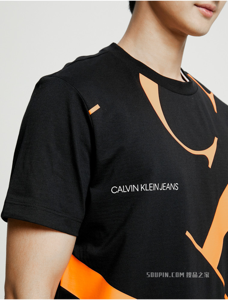 Calvin Klein男装时尚简约醒目LOGO印花纯棉圆领短袖T恤J317893