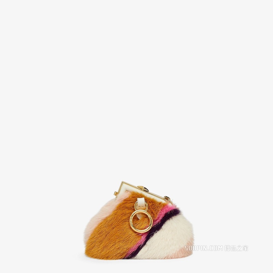 Fendi First吊饰Nano版 拼色貂毛吊饰
