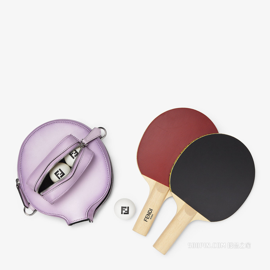 乒乓球拍包 淡紫色皮革乒乓球套装